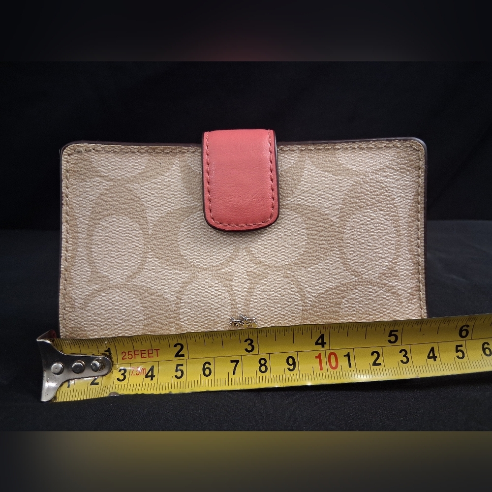 Coach Signature PVC Small Coin Zip Wallet  W/ Pink Interior - Picture 10 of 10